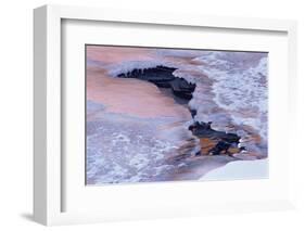 Colorado, Lyons. Ice and Snow Pattern in Saint Vrain River at Sunset-Jaynes Gallery-Framed Photographic Print