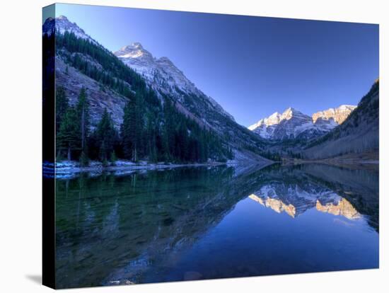 Colorado, Maroon Bells Mountain Reflected in Maroon Lake, USA-Alan Copson-Stretched Canvas