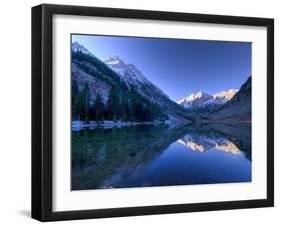 Colorado, Maroon Bells Mountain Reflected in Maroon Lake, USA-Alan Copson-Framed Photographic Print