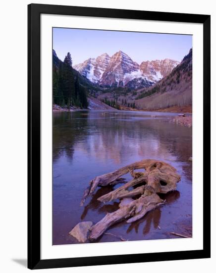 Colorado, Maroon Bells Mountain Reflected in Maroon Lake, USA-Alan Copson-Framed Photographic Print