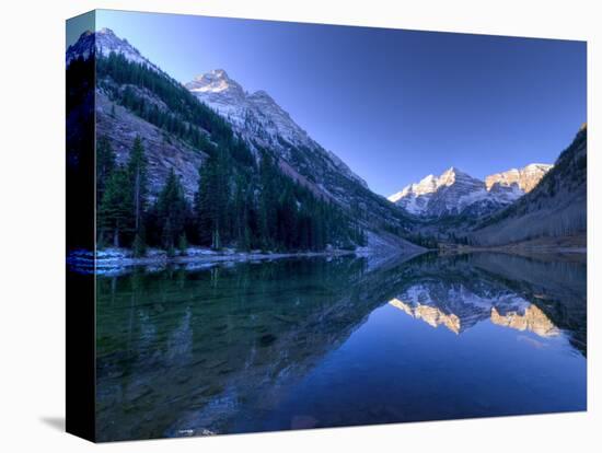 Colorado, Maroon Bells Mountain Reflected in Maroon Lake, USA-Alan Copson-Stretched Canvas