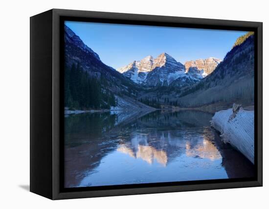 Colorado, Maroon Bells Mountain Reflected in Maroon Lake, USA-Alan Copson-Framed Stretched Canvas