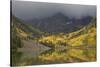 Colorado, Maroon Bells SP. Storm Clouds on Maroon Bells Mountains-Don Grall-Stretched Canvas