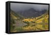 Colorado, Maroon Bells SP. Storm Clouds on Maroon Bells Mountains-Don Grall-Framed Stretched Canvas