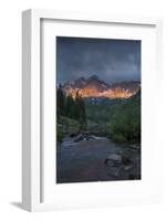 Colorado, Maroon Bells SP. Sunrise Storm Clouds on Maroon Bells Mts-Don Grall-Framed Photographic Print