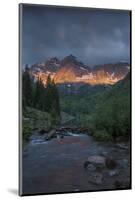 Colorado, Maroon Bells SP. Sunrise Storm Clouds on Maroon Bells Mts-Don Grall-Mounted Photographic Print