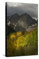 Colorado, Maroon Bells State Park. Storm over Maroon Bells Peaks-Don Grall-Stretched Canvas