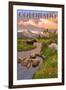 Colorado - Moose and Meadow Scene-Lantern Press-Framed Art Print