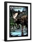 Colorado - Moose - Scratchboard-Lantern Press-Framed Art Print