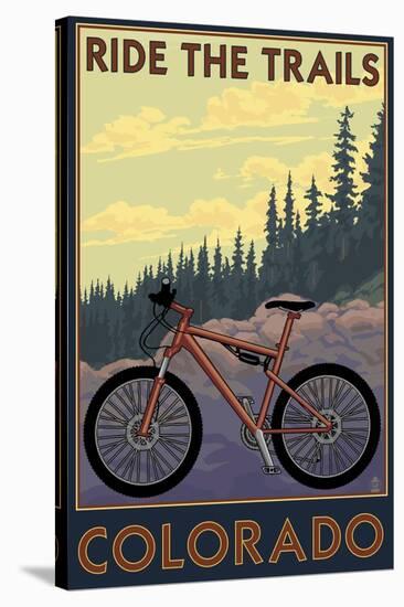 Colorado - Mountain Bike Scene-Lantern Press-Stretched Canvas