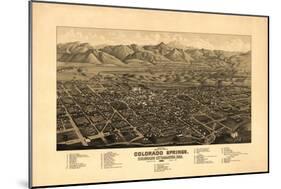 Colorado - Panoramic Map of Colorado Springs No. 1-Lantern Press-Mounted Art Print