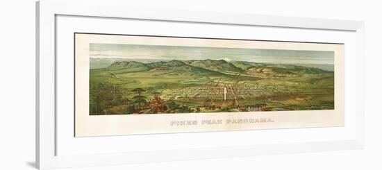 Colorado - Panoramic Map of Colorado Springs No. 2-Lantern Press-Framed Premium Giclee Print