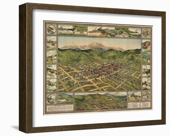 Colorado - Panoramic Map of Cripple Creek No. 2-Lantern Press-Framed Art Print