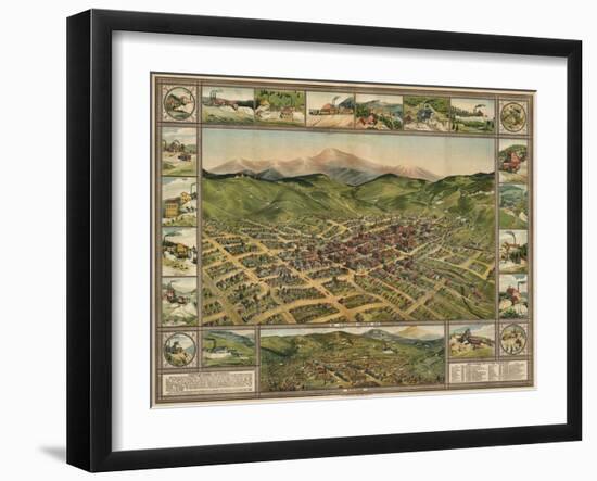 Colorado - Panoramic Map of Cripple Creek No. 2-Lantern Press-Framed Art Print