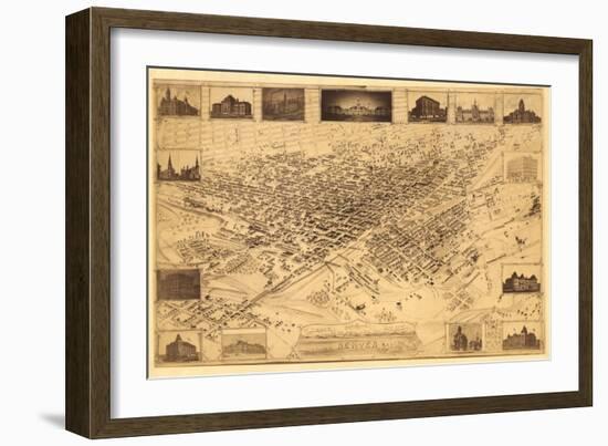 Colorado - Panoramic Map of Denver No. 1-Lantern Press-Framed Art Print