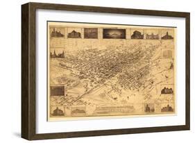 Colorado - Panoramic Map of Denver No. 1-Lantern Press-Framed Art Print