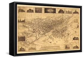 Colorado - Panoramic Map of Denver No. 1-Lantern Press-Framed Stretched Canvas