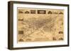 Colorado - Panoramic Map of Denver No. 1-Lantern Press-Framed Premium Giclee Print