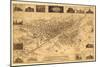 Colorado - Panoramic Map of Denver No. 1-Lantern Press-Mounted Premium Giclee Print