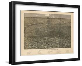 Colorado - Panoramic Map of Denver No. 2-Lantern Press-Framed Art Print