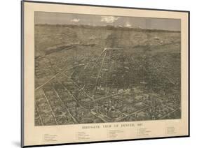 Colorado - Panoramic Map of Denver No. 2-Lantern Press-Mounted Art Print