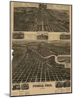 Colorado - Panoramic Map of Pueblo-Lantern Press-Mounted Art Print