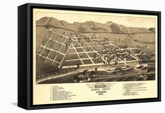 Colorado - Panoramic Map of Salida-Lantern Press-Framed Stretched Canvas