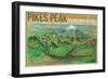 Colorado, Panoramic View of Pikes Peak and the Region, Map-Lantern Press-Framed Art Print