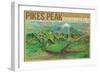 Colorado, Panoramic View of Pikes Peak and the Region, Map-Lantern Press-Framed Art Print