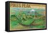 Colorado, Panoramic View of Pikes Peak and the Region, Map-Lantern Press-Framed Stretched Canvas