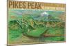 Colorado, Panoramic View of Pikes Peak and the Region, Map-Lantern Press-Mounted Art Print