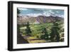 Colorado, Panoramic View of Rampart Range Road and Pikes Peak-Lantern Press-Framed Art Print