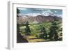 Colorado, Panoramic View of Rampart Range Road and Pikes Peak-Lantern Press-Framed Art Print