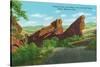 Colorado, Park of Red Rocks View of the Sinking Titanic and Iceberg, Denver Mt. Parks-Lantern Press-Stretched Canvas