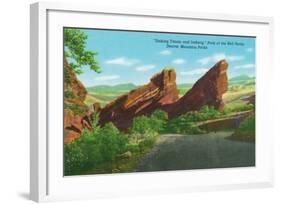 Colorado, Park of Red Rocks View of the Sinking Titanic and Iceberg, Denver Mt. Parks-Lantern Press-Framed Art Print