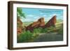 Colorado, Park of Red Rocks View of the Sinking Titanic and Iceberg, Denver Mt. Parks-Lantern Press-Framed Art Print