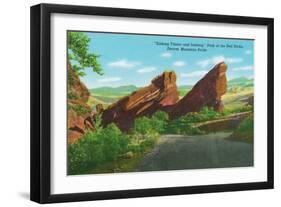 Colorado, Park of Red Rocks View of the Sinking Titanic and Iceberg, Denver Mt. Parks-Lantern Press-Framed Art Print