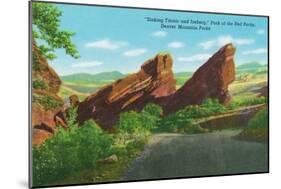 Colorado, Park of Red Rocks View of the Sinking Titanic and Iceberg, Denver Mt. Parks-Lantern Press-Mounted Art Print