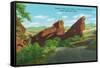Colorado, Park of Red Rocks View of the Sinking Titanic and Iceberg, Denver Mt. Parks-Lantern Press-Framed Stretched Canvas