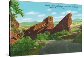 Colorado, Park of Red Rocks View of the Sinking Titanic and Iceberg, Denver Mt. Parks-Lantern Press-Stretched Canvas