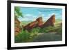 Colorado, Park of Red Rocks View of the Sinking Titanic and Iceberg, Denver Mt. Parks-Lantern Press-Framed Art Print