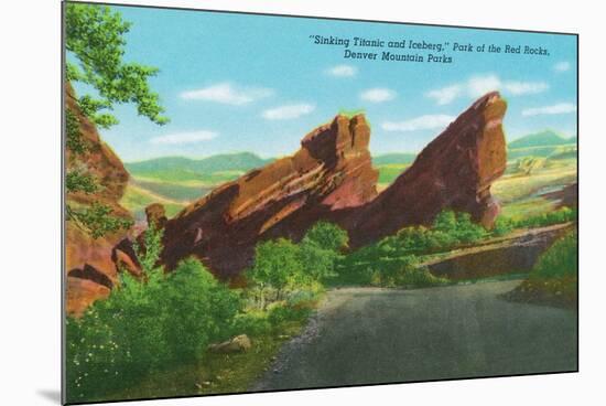 Colorado, Park of Red Rocks View of the Sinking Titanic and Iceberg, Denver Mt. Parks-Lantern Press-Mounted Art Print
