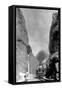 Colorado - Passengers Awaiting Train in Narrow Pass-Lantern Press-Framed Stretched Canvas