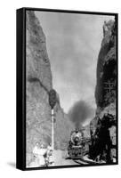 Colorado - Passengers Awaiting Train in Narrow Pass-Lantern Press-Framed Stretched Canvas