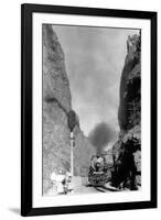 Colorado - Passengers Awaiting Train in Narrow Pass-Lantern Press-Framed Art Print