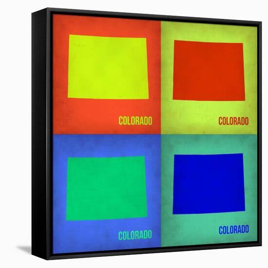 Colorado Pop Art Map 1-NaxArt-Framed Stretched Canvas