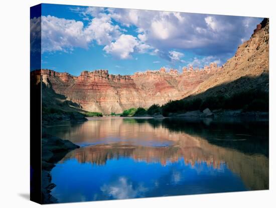 Colorado River and Canyon Walls at Sunrise, Colorado Plateau, Canyonlands National Park, Utah, USA-Scott T. Smith-Stretched Canvas