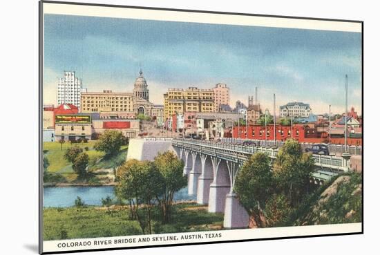 Colorado River Bridge and Austin, Texas Skyline-null-Mounted Art Print