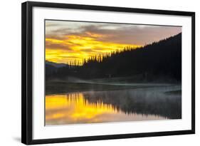 Colorado, Rocky Mountain National Park. Foggy Sunrise on Poudre Lake-Jaynes Gallery-Framed Photographic Print