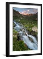 Colorado, Rocky Mountain Sunset in American Basin with Stream and Alpine Wildflowers-Judith Zimmerman-Framed Photographic Print